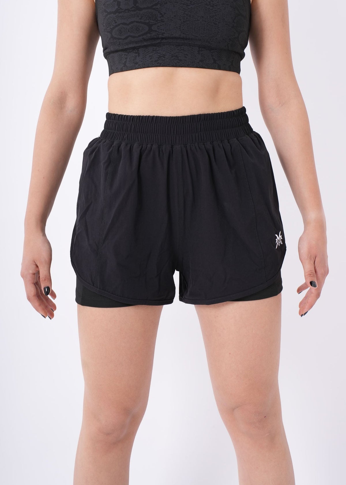 Women's VAN MILE Aurora Compression Shorts in Black – front view
