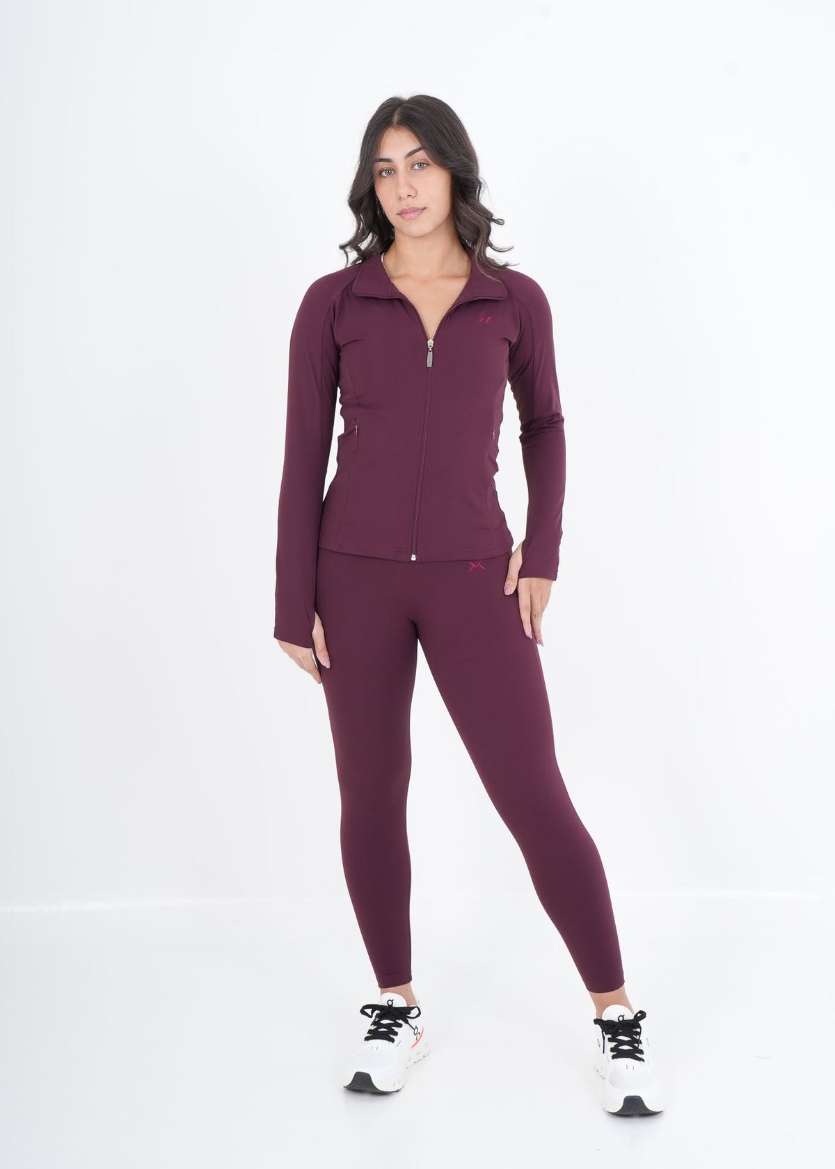 Women's VAN MILE VNML Two-Piece Lycra Set in Bordeaux – front view