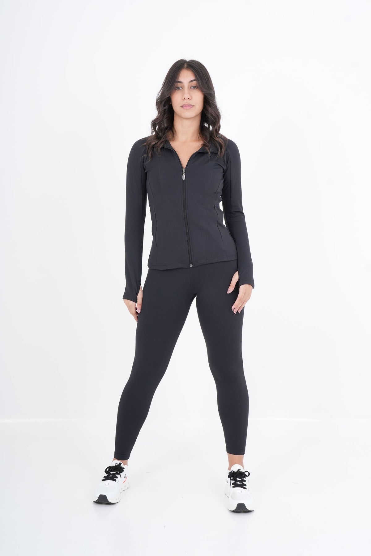 Women's VAN MILE VNML Two-Piece Lycra Set in Black – front view, full length