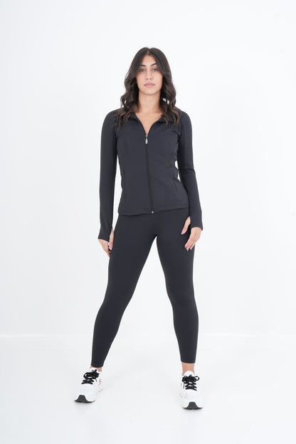 Women's VAN MILE VNML Two-Piece Lycra Set in Black – front view, full length