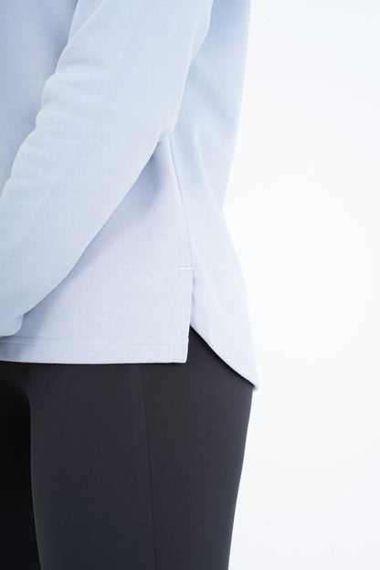 Women's VAN MILE VNML Sweatshirt in Baby Blue – detail view of the side hem and cuff