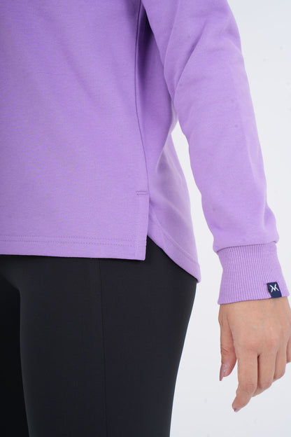 Women's VAN MILE VNML Sweatshirt in Lilac – detail view of the side hem and cuff