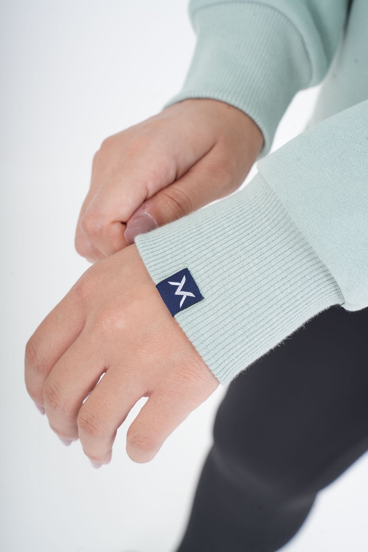 Women's VAN MILE VNML Sweatshirt in Mint Green – logo detail on the cuff