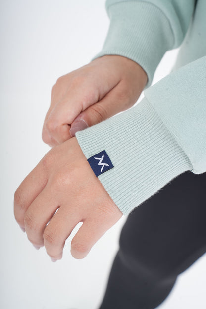 Women's VAN MILE VNML Sweatshirt in Mint Green – logo detail on the cuff