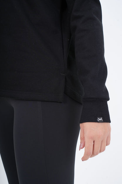 Women's VAN MILE VNML Sweatshirt in Black – detail view of the side hem and cuff