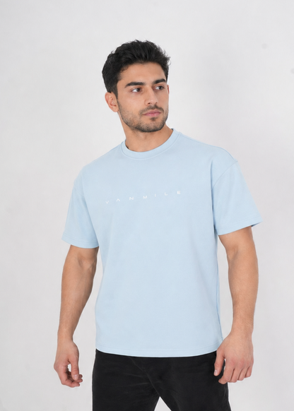 Men's VAN MILE MILESTONE Oversized T-Shirt in Baby Blue – front view