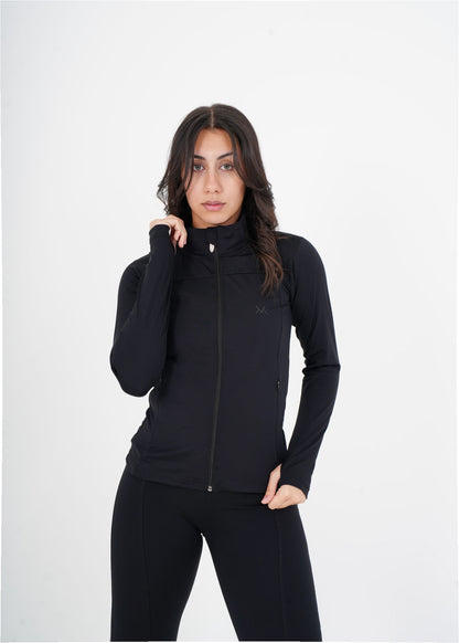 Women's VAN MILE VNML Two-Piece Lycra V2.0 Set in Black – jacket front view