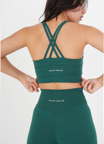 Women's VAN MILE Sculpt Sports Bra in Forest Green – back view