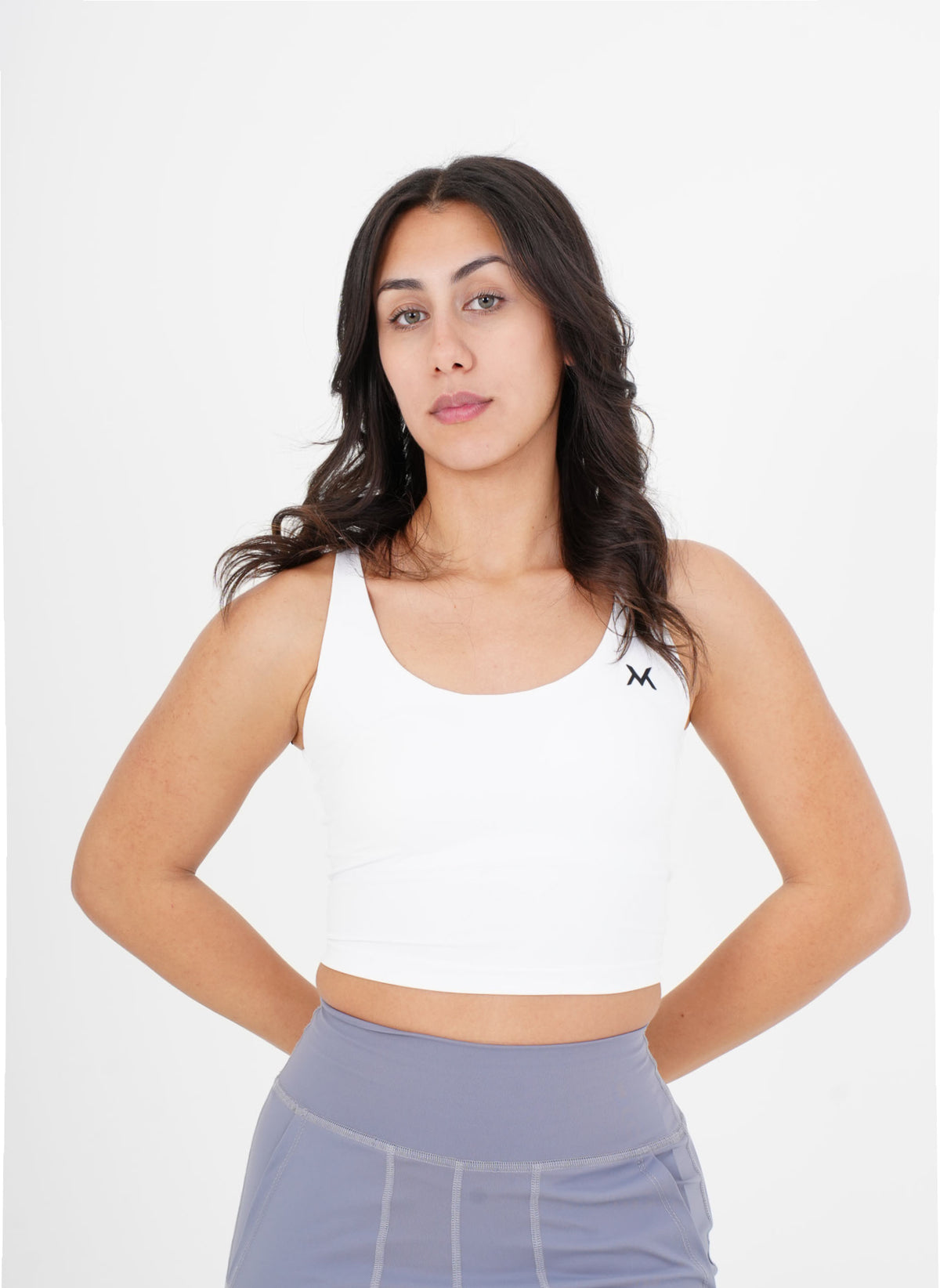 Women's VAN MILE Sculpt Crop Top in White – front view