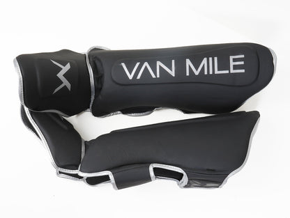 VAN MILE PU 3.0 Shin Guards in Black & Silver – side view
