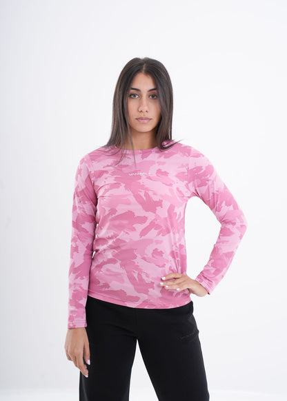Women's VAN MILE VNML Long Sleeve Quick-Dry Print T-Shirt in Pink – front view