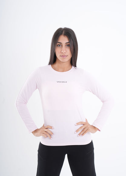 Women's VAN MILE VNML Long Sleeve Quick-Dry T-Shirt in Light Pink – front view