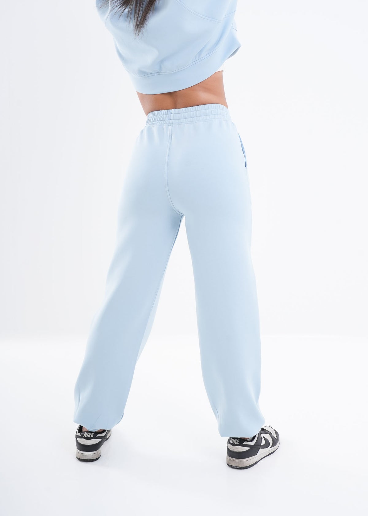 Women's VAN MILE VNML Two-Piece Crop Set in Baby Blue – joggers, back view