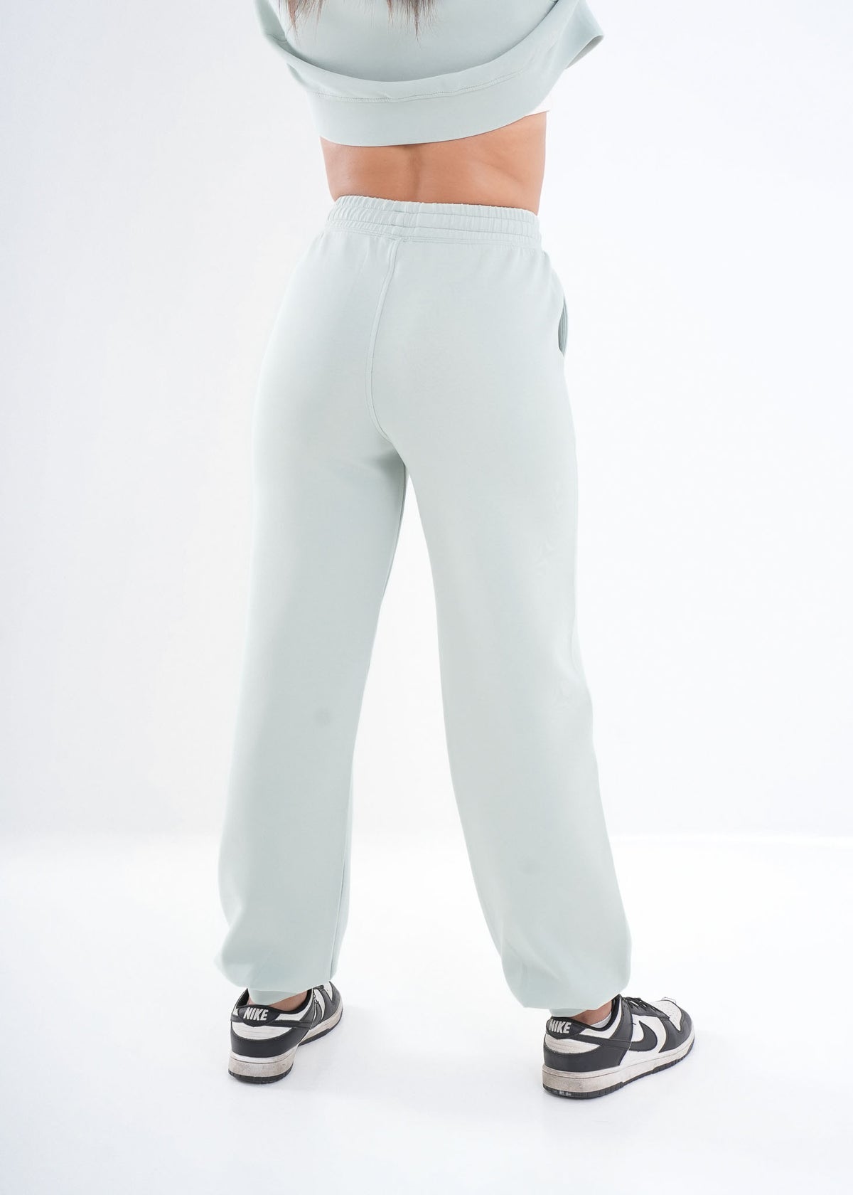 Women's VAN MILE VNML Two-Piece Crop Set in Mint Green – joggers, back view