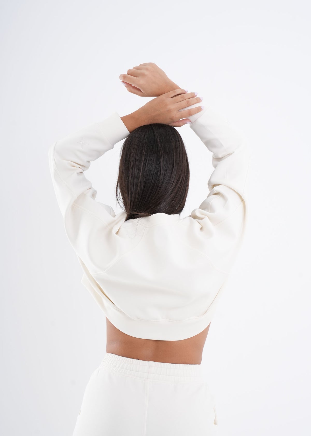 Women's VAN MILE VNML Two-Piece Crop Set in Off White – back view