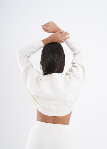 Women's VAN MILE VNML Two-Piece Crop Set in Off White – back view