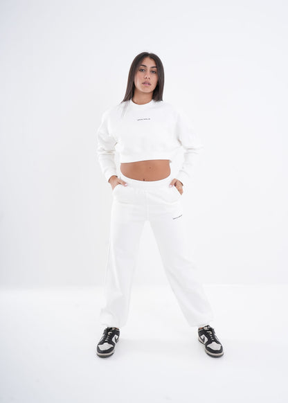 Women's VAN MILE VNML Two-Piece Crop Set in White – full-length front view
