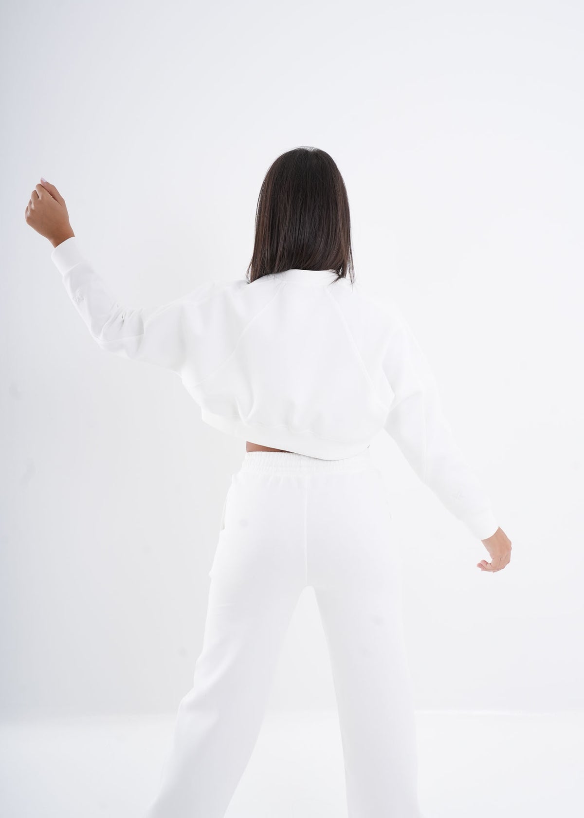 Women's VAN MILE VNML Two-Piece Crop Set in White – back view