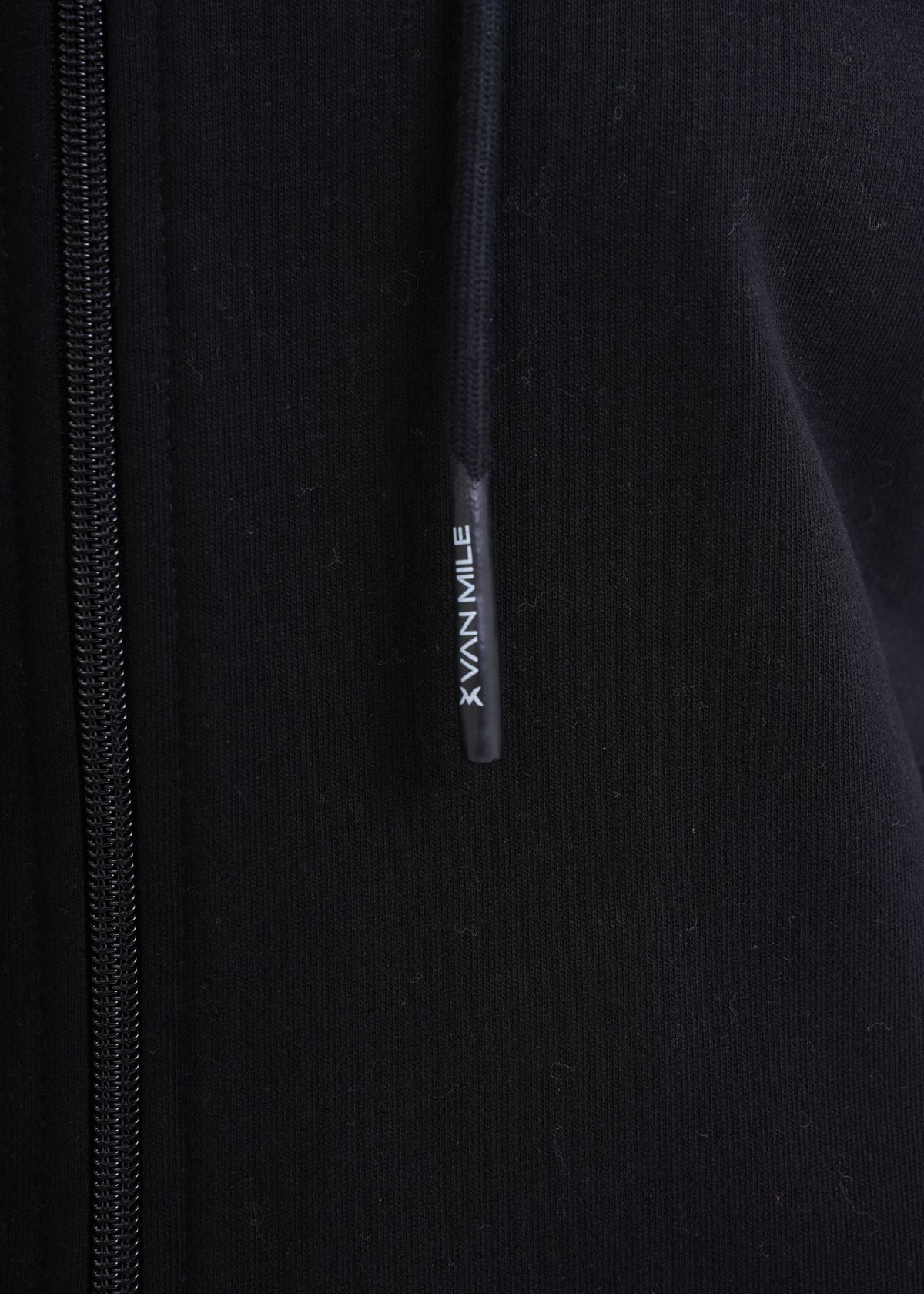 Women's VAN MILE VNML Zip Through Hoodie in Black – drawcord logo detail