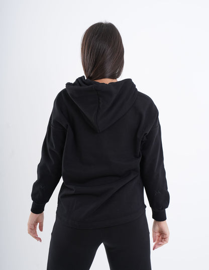 Women's VAN MILE VNML Zip Through Hoodie in Black – back view