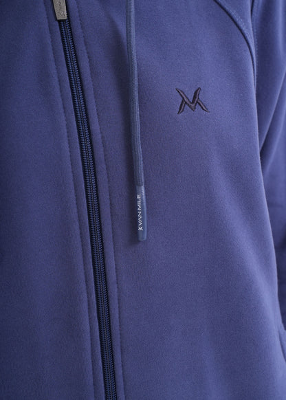 Women's VAN MILE VNML Zip Through Hoodie in Galaxy Blue – logo and drawcord detail