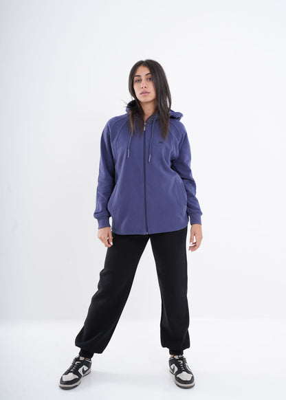 Women's VAN MILE VNML Zip Through Hoodie in Galaxy Blue – full-length front view
