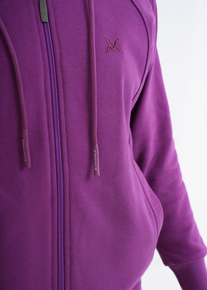 Women's VAN MILE VNML Zip Through Hoodie in Orchid – zip and drawcord detail