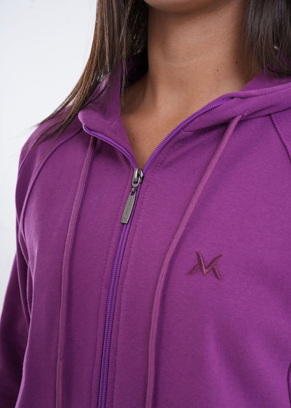 Women's VAN MILE VNML Zip Through Hoodie in Orchid – logo detail