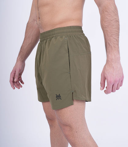 Men's VAN MILE Revive Shorts in Army Green – side view