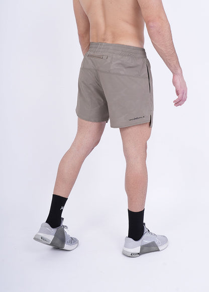 Men's VAN MILE Revive Shorts in Camo Beige – back view