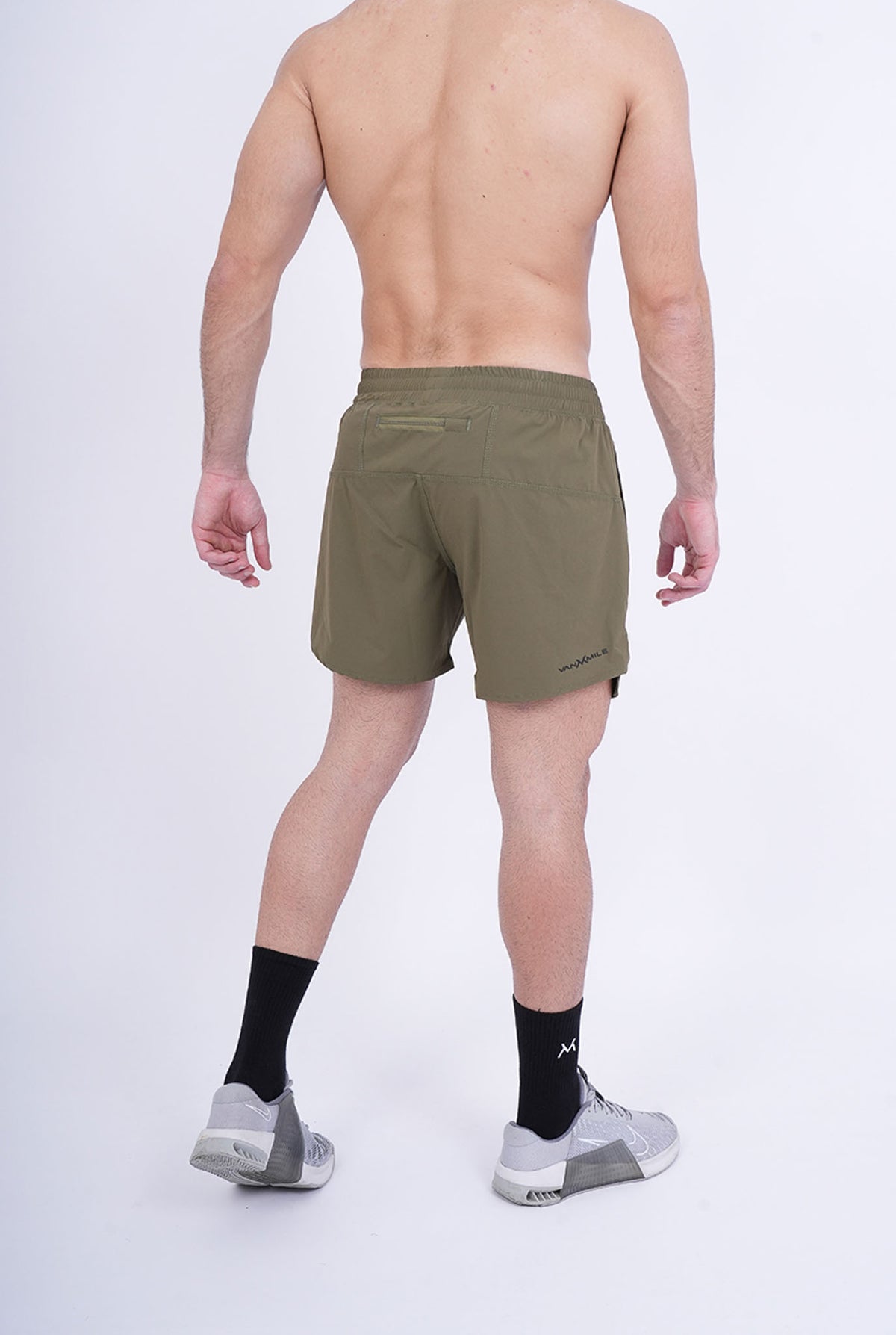 Men's VAN MILE Revive Shorts in Army Green – back view