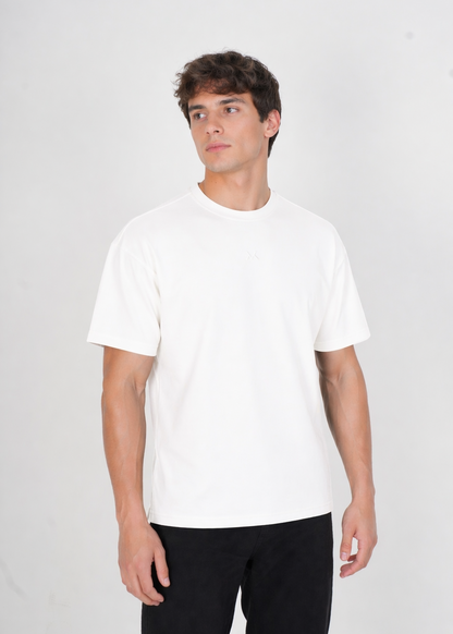Men's VAN MILE SIGNATURE Oversized T-Shirt in White – front view