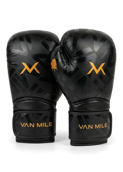 VAN MILE Monogram Boxing Gloves in Black & Gold – the pair