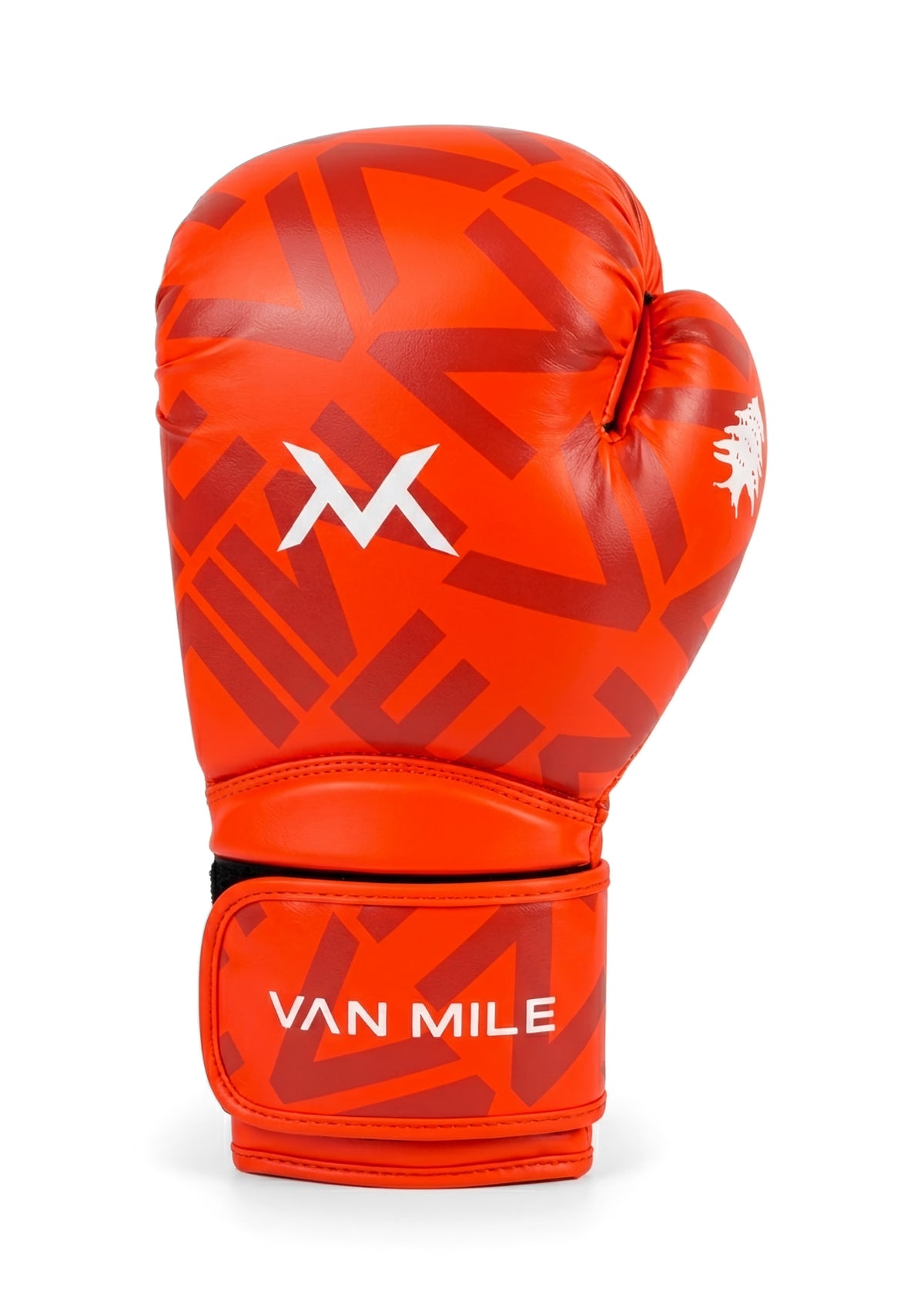 VAN MILE Monogram Boxing Gloves in Orange – single glove, three-quarter view