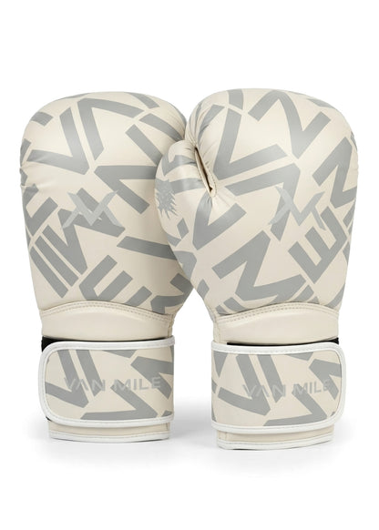 VAN MILE Monogram Boxing Gloves in White & Grey – the pair