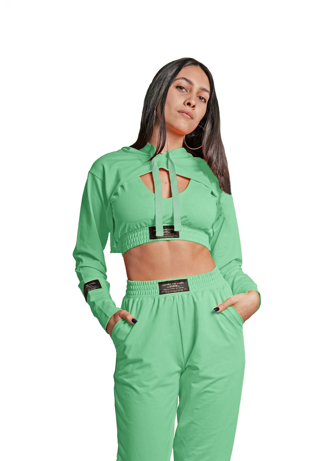 Lounge Cropped Hoodie - Mint Green