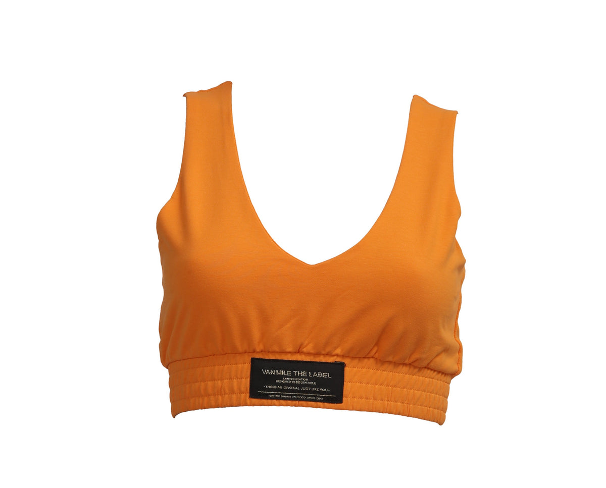 Women's VAN MILE Lounge Bra in Melon Orange – front view