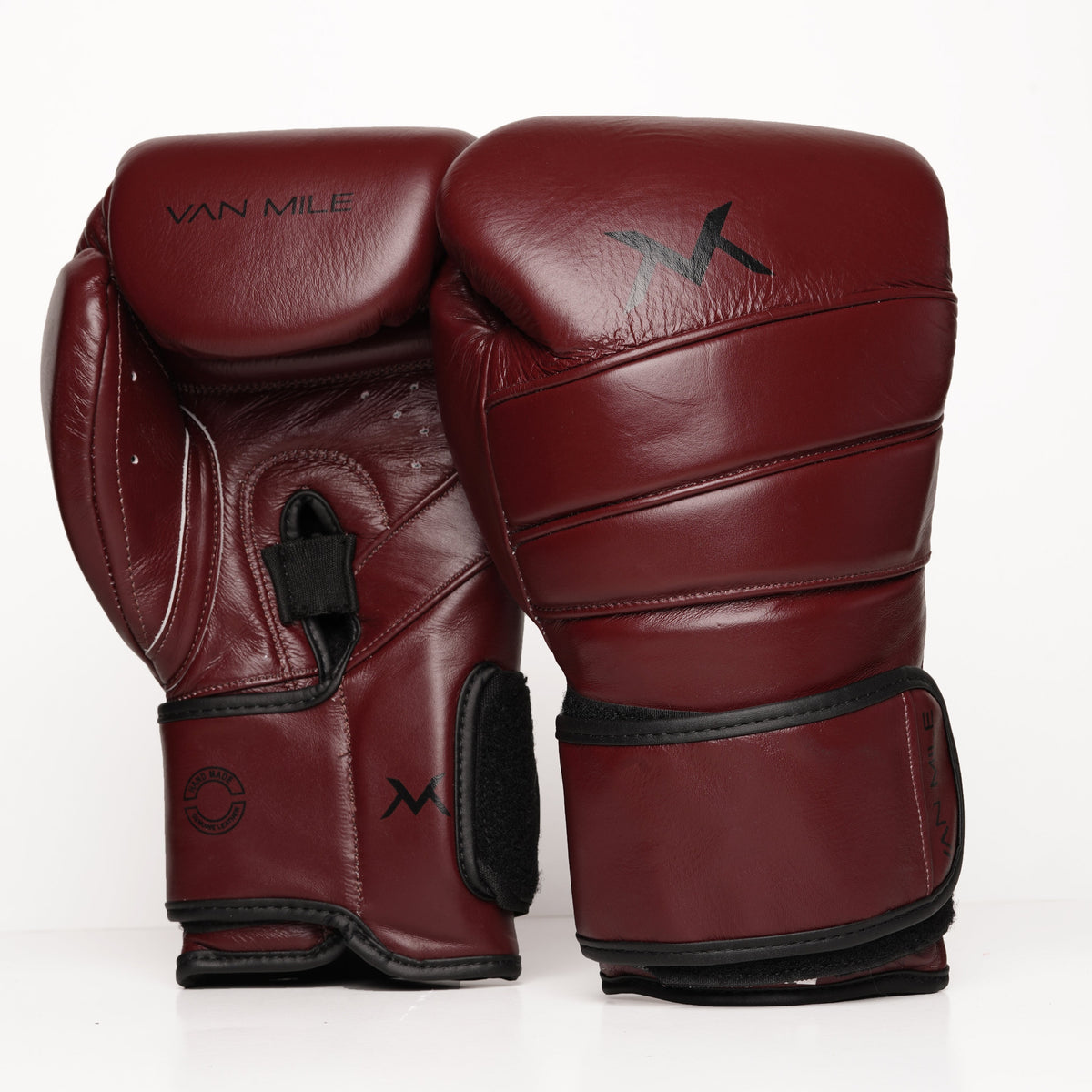 VAN MILE ELITE Boxing Gloves in Dark Red – pair shown